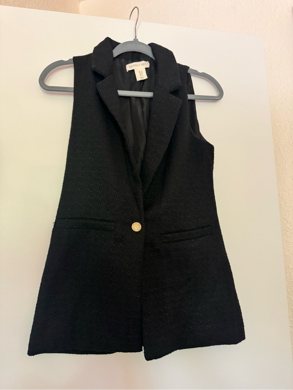 Happily Grey Black Sleeveless Blazer Vest S